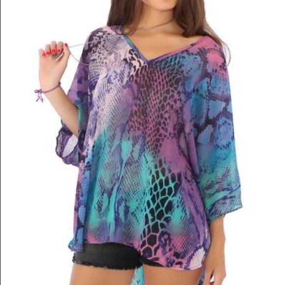 Show Me Your MuMu Shook Tunic Party Snake Top Sz S - Picture 9 of 9